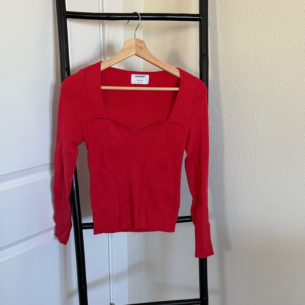 Old Navy Vibrant Red Square Neck Blouse